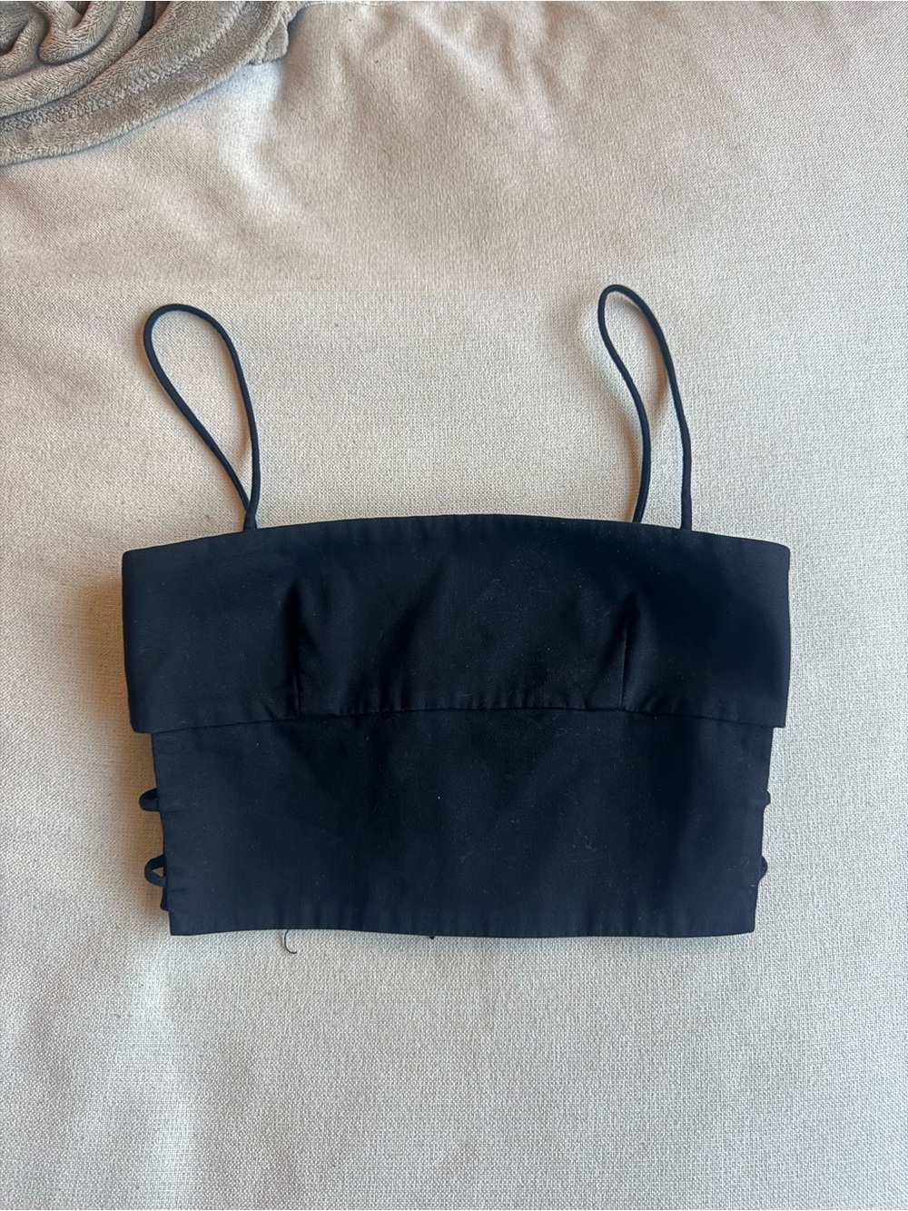Zara black Spaghetti Strap Crop Tank with side cutouts